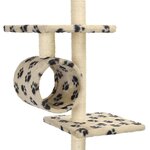 vidaXL Arbre à chat avec griffoirs en sisal 260 cm Beige Motif pattes