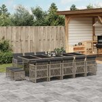 vidaXL Ensemble à manger de jardin 15 Pièces coussins gris résine tressée