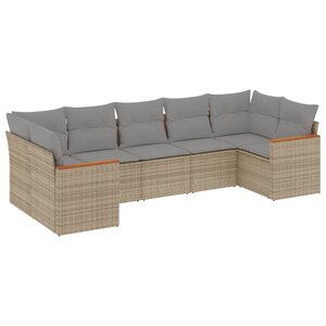 vidaXL Salon de jardin avec coussins 7 Pièces beige résine tressée