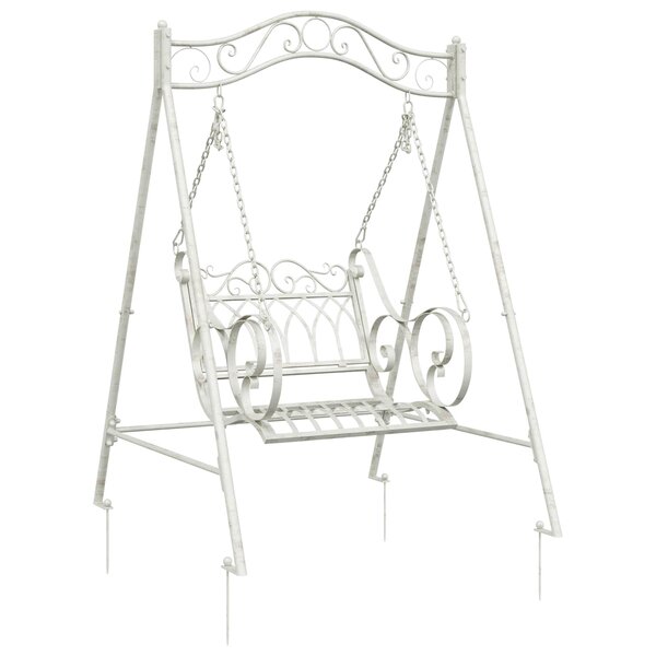 vidaXL Banc Balançoire Acier 113 x 121 5 x 168 cm Blanc antique