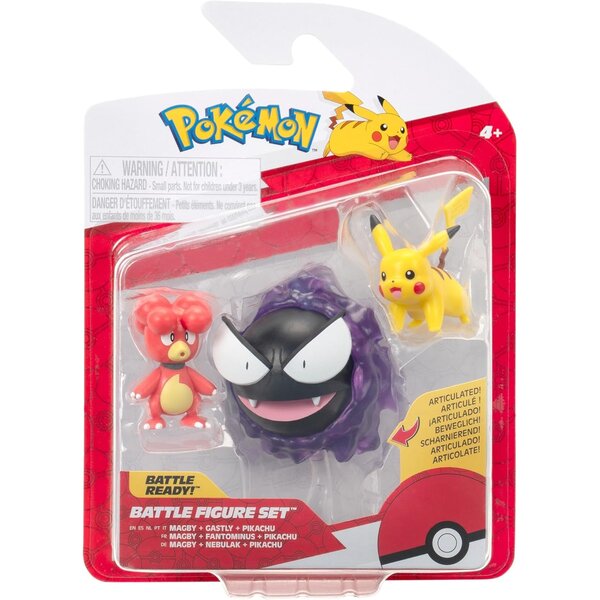 Jazwares PKW4082 - Pokémon Pack de 3 Figurines de Combat
