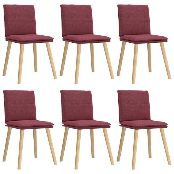 vidaXL Chaises à manger lot de 6 rouge bordeaux tissu