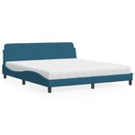vidaXL Lit avec matelas bleu 180x200 cm velours