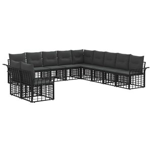 vidaXL Ensemble de canapés d'extérieur 11 Pièces Noir et Gris foncé