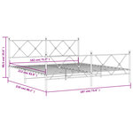 vidaXL Cadre de lit métal sans matelas et pied de lit blanc 183x213 cm