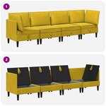 vidaXL Ensemble de meubles pour le salon 4 Pièces Jaune Velours