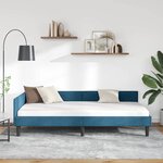 vidaXL Cadre de lit d'angle Bleu 100 cm x 200 cm VeloursetContreplaqué