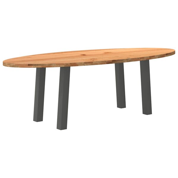 vidaXL Table à manger marron clair bois de chêne massif ovale
