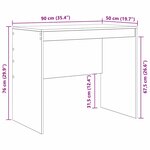 vidaXL Bureau Gris béton 90 x 50 x 76 cm Bois d'ingénierie