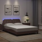 vidaXL Cadre de lit avec lumières LED marron 140x200 cm similicuir