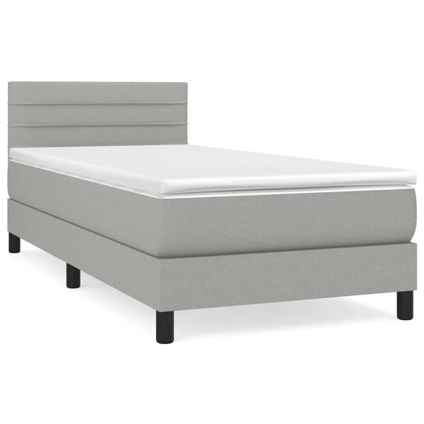 vidaXL Sommier à lattes de lit avec matelas Gris clair 100x200cm Tissu