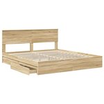 vidaXL Lit de Rangement Chêne Sonoma 180 x 200 cm Bois d'ingénierie
