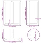 vidaXL Pieds de table à manger en T  2 pièces  noir  60 x 35 x (72-73) cm  acier