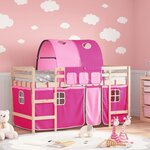 vidaXL Lit mezzanine enfants avec tunnel sans matelas rose 80x200 cm