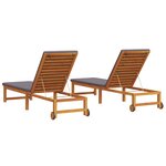 vidaXL Chaises longues 2 Pièces avec coussins en bois d'acacia massif