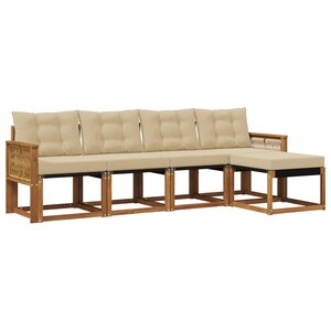 vidaXL Ensemble de canapés d'extérieur 5 pc Naturel et Beige