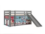 PINO Lit mezzanine avec toboggan pin massif Gris animalerie