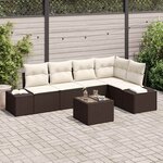 vidaXL Ensemble de canapé de jardin avec coussin 6 Pièces Marron et Crème