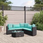 vidaXL Salon de jardin 6 Pièces avec coussins noir résine tressée