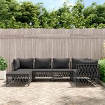 vidaXL Salon de jardin avec coussins 6 Pièces anthracite acier