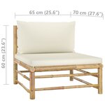 vidaXL Salon de jardin 9 Pièces avec coussins blanc crème bambou