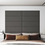 vidaXL Panneaux muraux 12 Pièces Gris foncé 90x30 cm Tissu 3 24 m²