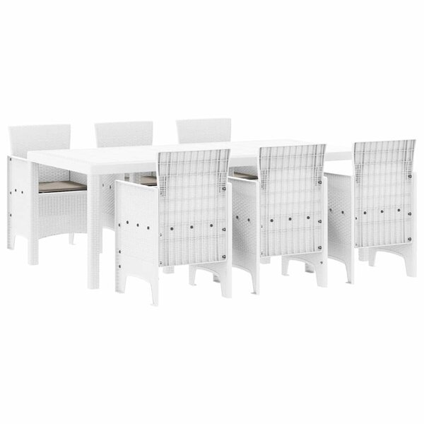 vidaXL Ensemble de salle à manger pour jardin 7 Pièces Blanc Rattan Polt