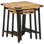 vidaXL Tables basses gigognes 3 Pièces bois massif de manguier et fer
