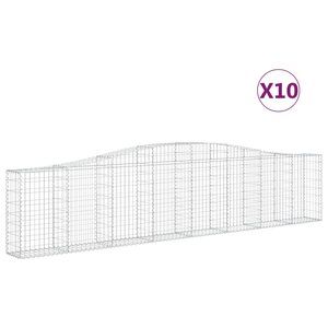 vidaXL Paniers à gabions arqués 10 Pièces 400x30x80/100 cm Fer galvanisé