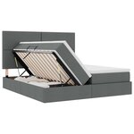 vidaXL Lit de rangement LED avec matelas Gris foncé 200 x 200 cm Tissu