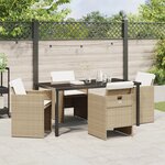vidaXL Ensemble de salle à manger jardin 5 pièces avec coussins en poly rotin beige