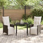 vidaXL Ensemble de salle à manger pour jardin 3 Pièces Marron Poly rotin