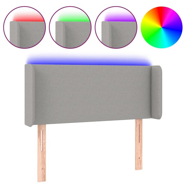 vidaXL Tête de lit à LED Gris clair 83x16x78/88 cm Tissu