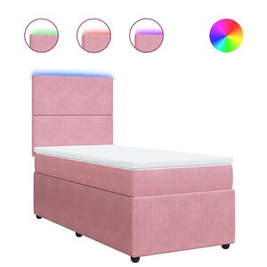 vidaXL Sommier à lattes de lit avec matelas Rose 90x200 cm Velours