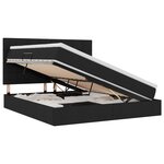 vidaXL Lit de rangement LED avec matelas Noir 160 x 200 cm Tissu