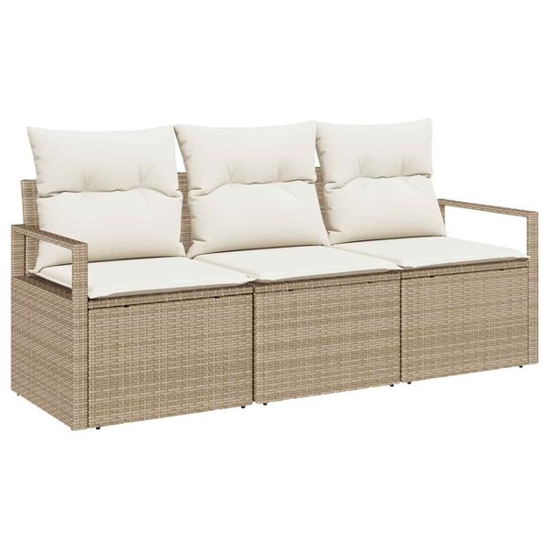 vidaXL Ensemble de canapé de jardin 3 Pièces Beige et blanc polyrotin