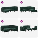 vidaXL Ensemble de meubles pour le salon 5 Pièces Vert foncé Velours