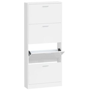 vidaXL Armoire à chaussure Blanc brillant 59x17x150 cm Bois ingénierie