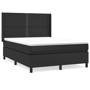 vidaXL Sommier à lattes de lit avec matelas Noir 140x190 cm Similicuir