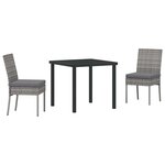 vidaXL Ensemble de salle à manger pour jardin 3 Pièces Gris