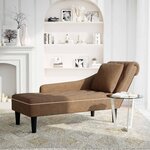 vidaXL Fauteuil long avec coussin et accoudoir droit marron similicuir