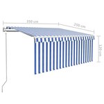 vidaXL Auvent rétractable automatique avec store 3 5x2 5 m Bleu blanc
