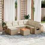 vidaXL Salon de jardin avec coussins 8 Pièces beige résine tressée