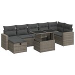 vidaXL Salon de jardin 8 Pièces avec coussins gris résine tressée