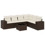 vidaXL Salon de jardin avec coussins 7 Pièces marron résine tressée
