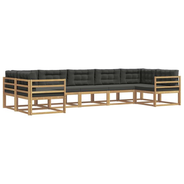vidaXL Ensemble de canapés d'extérieur 7 Pièces Blanc et anthracite