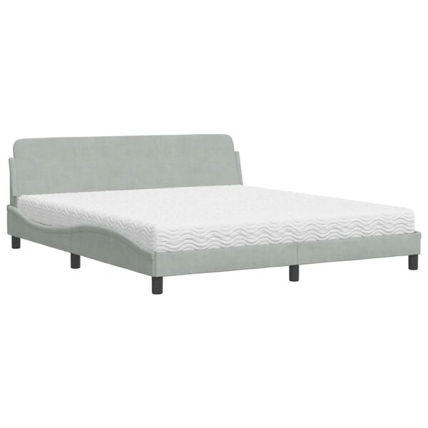 vidaXL Lit avec matelas gris clair 180x200 cm velours