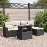 vidaXL Salon de jardin 6 Pièces avec coussins noir résine tressée