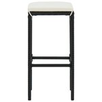 vidaXL Tabourets de bar avec coussins lot de 6 noir résine tressée