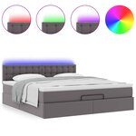 vidaXL Lit ottoman avec matelas & LED Gris 180x200cm similicuir